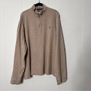 Polo Ralph Lauren Estate Rib Beige Knit Pullover 1/4 Zip Cotton Men's XXL
